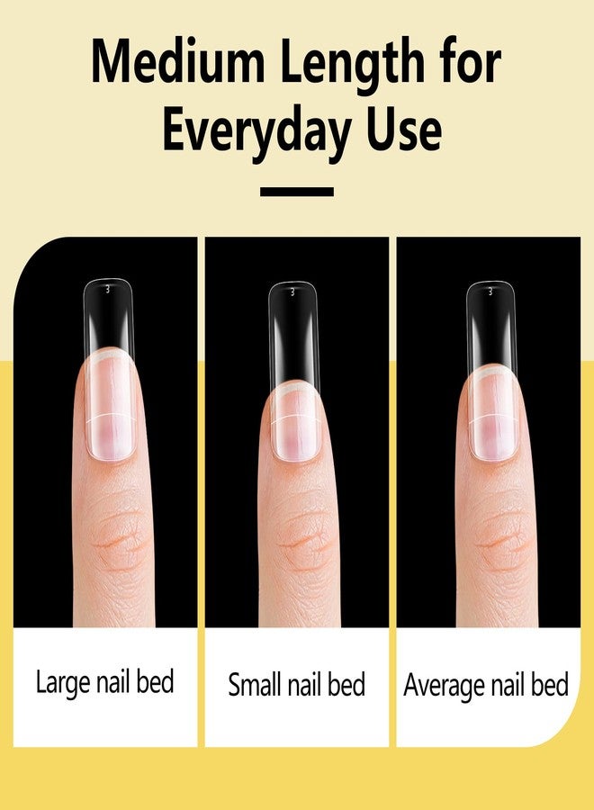 Yokilly 1000PCS Square Nail Tips and Glue, Clear Natural False Acrylic Nail Tips, Half Cover 10 Sizes French Artificial Nail Tips Manicure with Nail Clipper, Nail Files and Glue for Dip Powder - Image 5